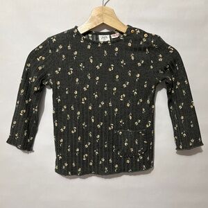 Zara Girls Ribbed Floral Top